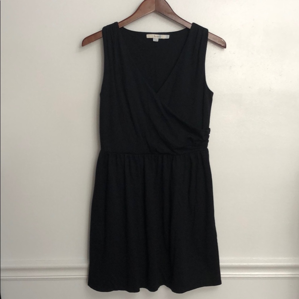 Boden petite faux wrap dress black sleeveless